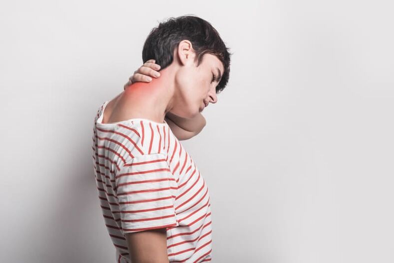 Neck pain in a woman with osteochondrosis of the cervical spine. 